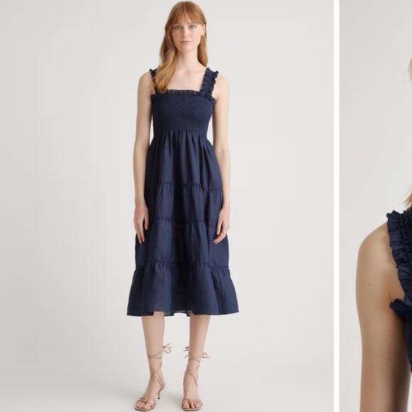 Quince Dresses & Skirts - Quince Navy Blue Tiered Midi Dress